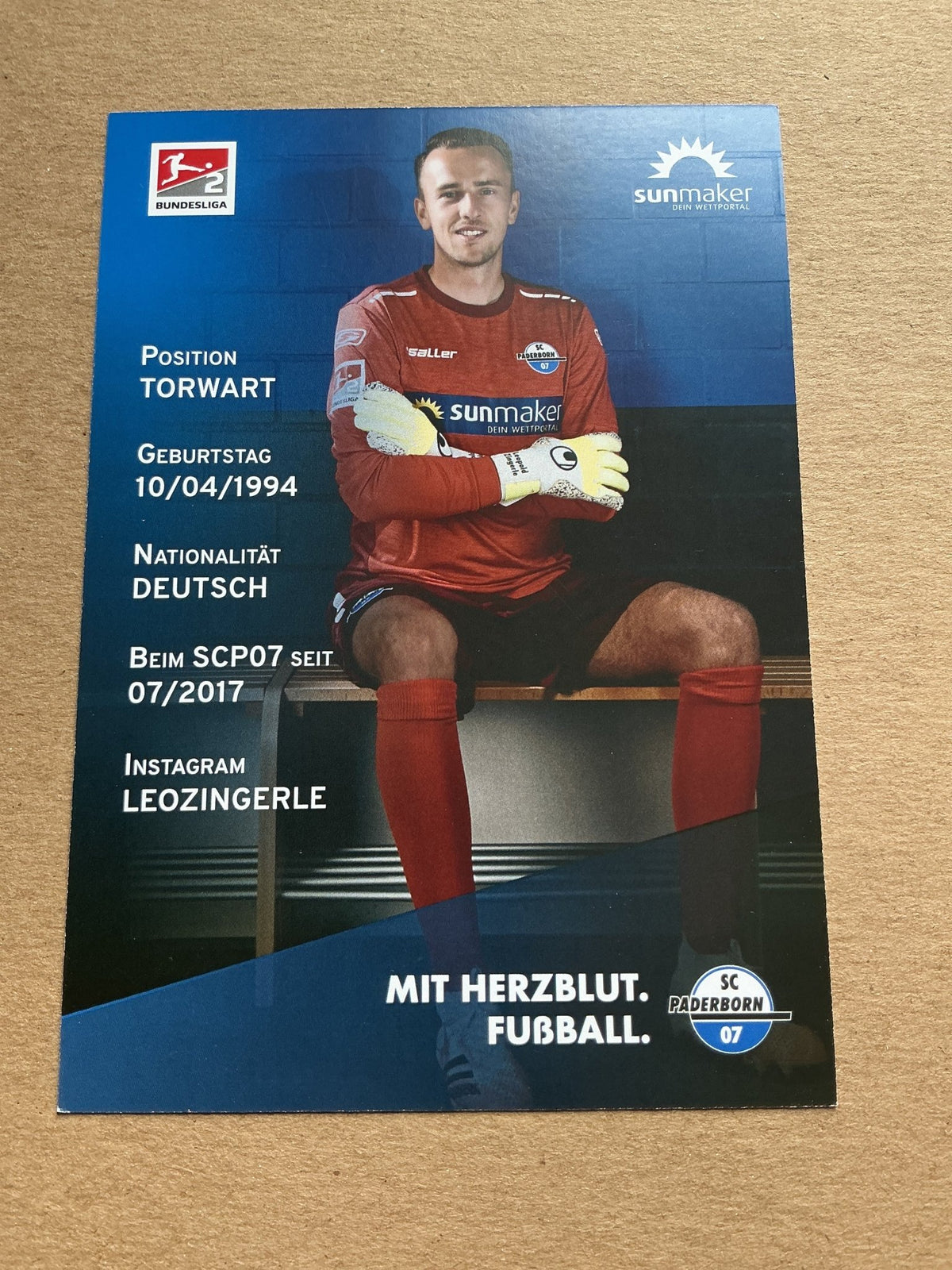 Leopold Zingerle, Germany 🇩🇪 SC Paderborn 07 2020/21 hand signed - Autographs-World