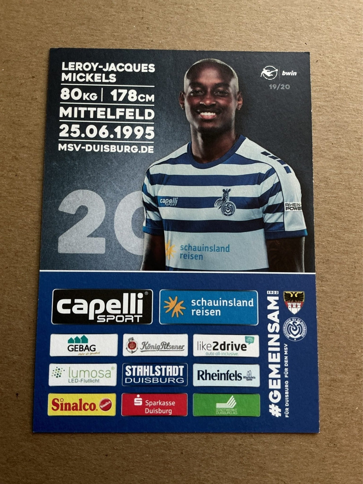Leroy-Jacques Mickels, Germany 🇩🇪 MSV Duisburg 2019/20 hand signed - Autographs-World