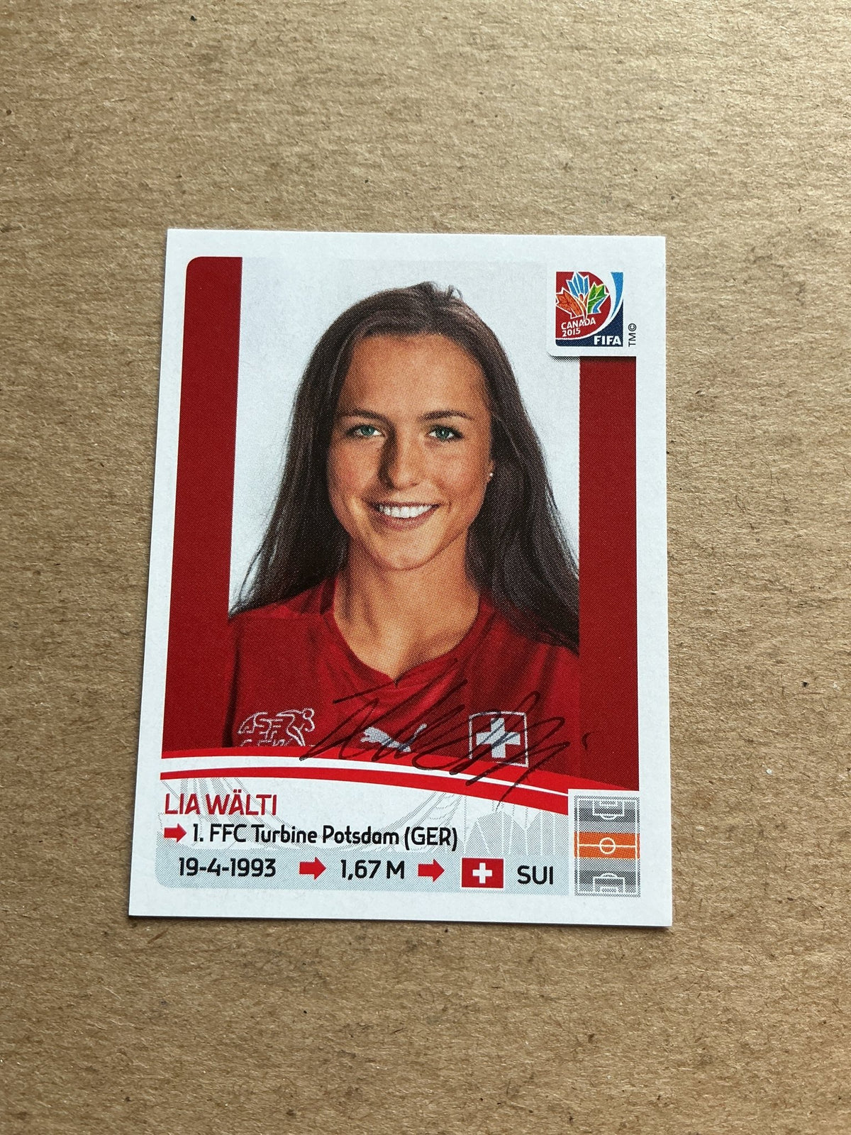 Lia Wälti, Switzerland 🇨🇭 FIFA Women’s World Cup 2015 Panini hand signed - Autographs-World