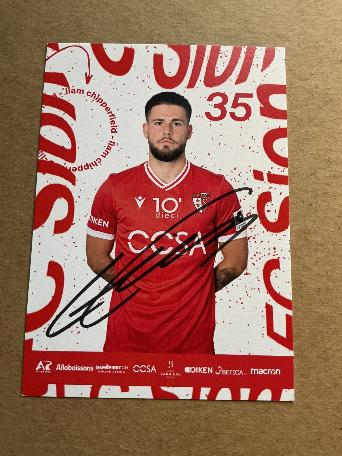 Liam Chipperfield, Switzerland 🇨🇭 FC Sion 2023/24 hand signed - Autographs-World