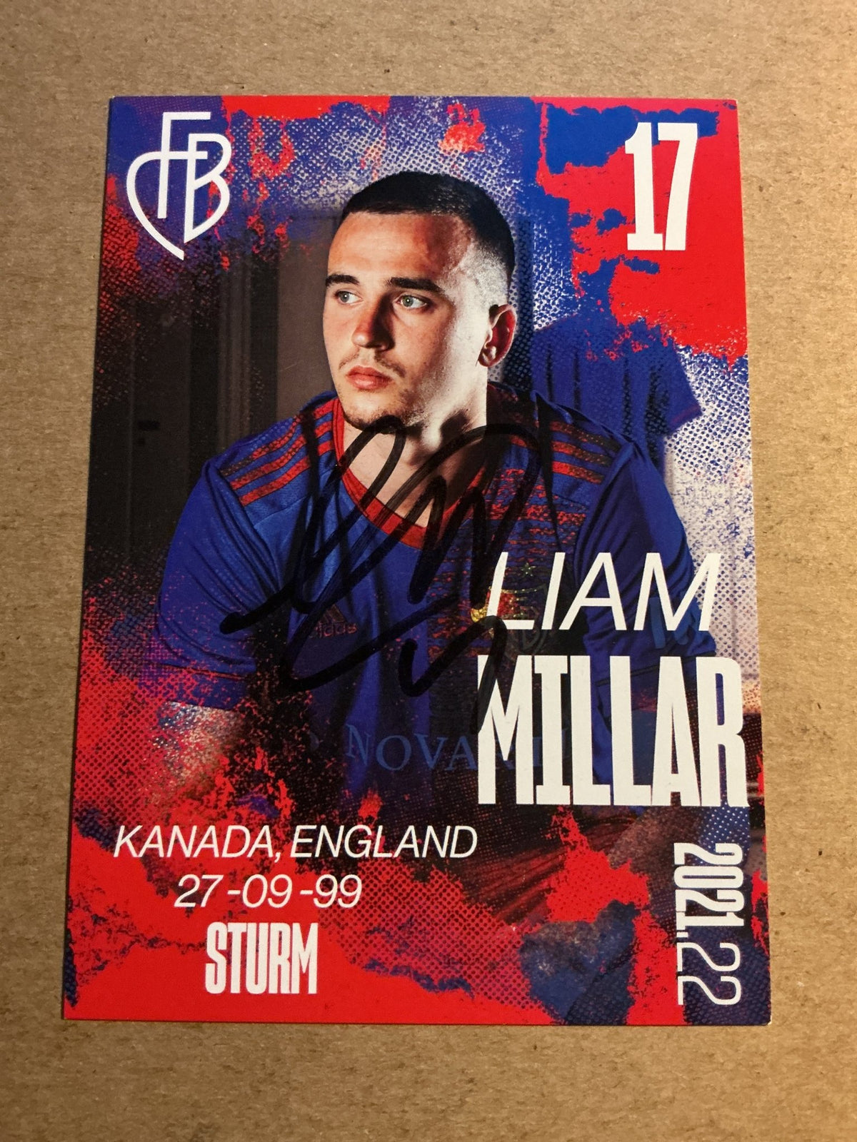 Liam Millar, Canada 🇨🇦 FC Basel 2021/22 hand signed - Autographs-World