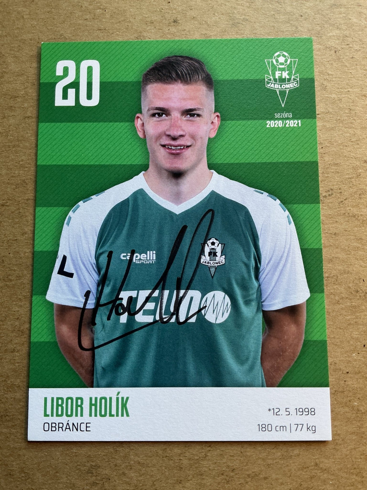 Libor Holík, Czech Republic 🇨🇿 FK Jablonec 2020/21 hand signed - Autographs-World