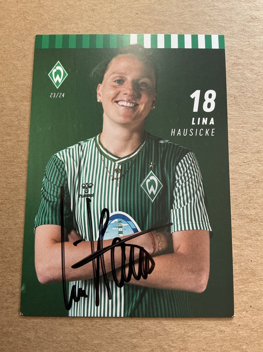 Lina Hausicke, Germany 🇩🇪 SV Werder Bremen 2023/24 hand signed - Autographs-World