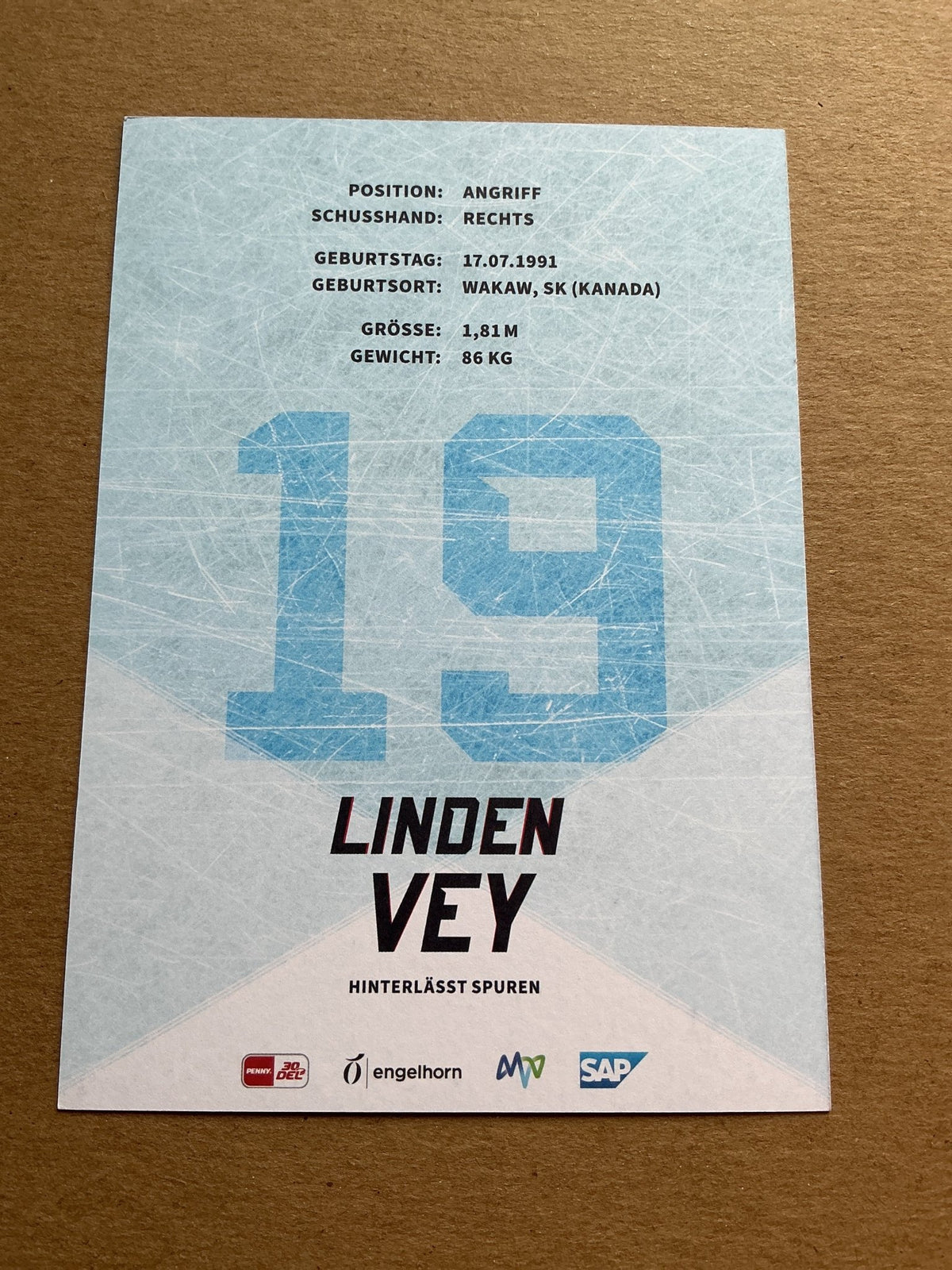 Linden Vey, Canada 🇨🇦 Adler Mannheim 2023/24 hand signed - Autographs-World