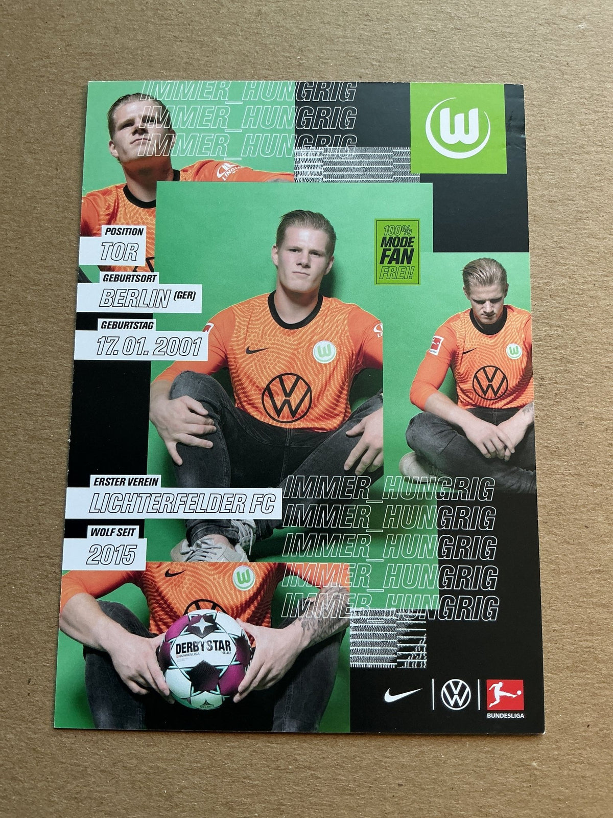 Lino Kasten, Germany 🇩🇪 VfL Wolfsburg 2020/21 hand signed - Autographs-World