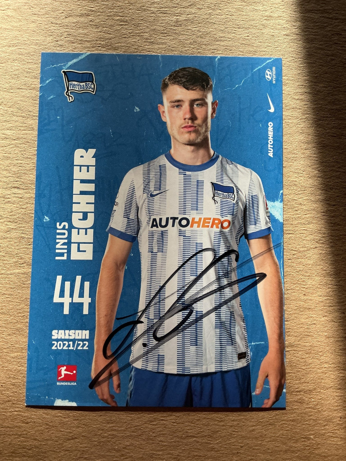 Linus Gechter, Germany 🇩🇪 Hertha BSC Berlin 2021/22 hand signed - Autographs-World