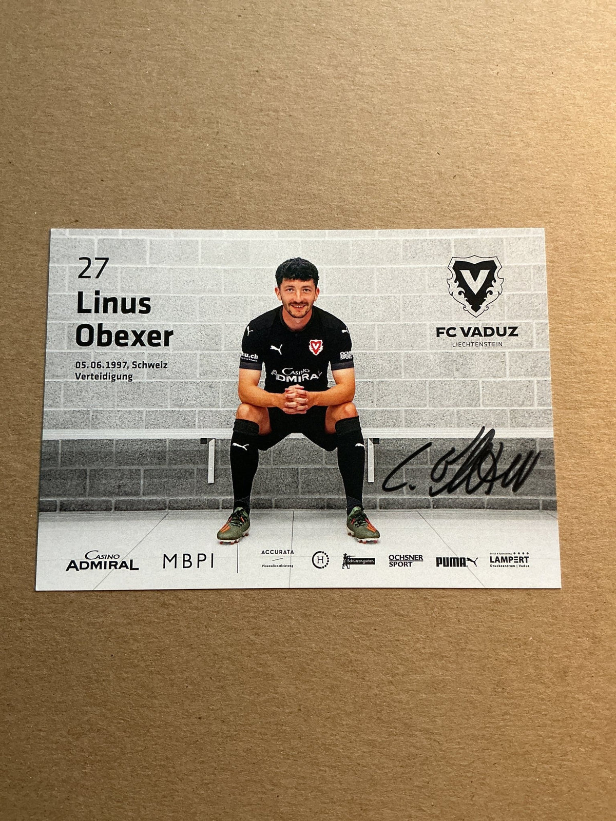 Linus Obexer, Switzerland 🇨🇭 FC Vaduz 2021/22 hand signed - Autographs-World