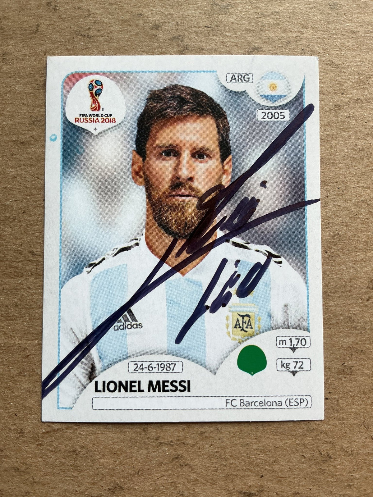 Lionel Messi, Argentina 🇦🇷 FIFA World Cup 2018 Panini hand signed - Autographs-World