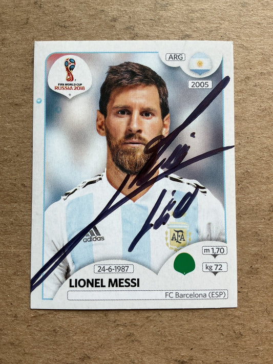 Lionel Messi, Argentina 🇦🇷 FIFA World Cup 2018 Panini hand signed - Autographs-World