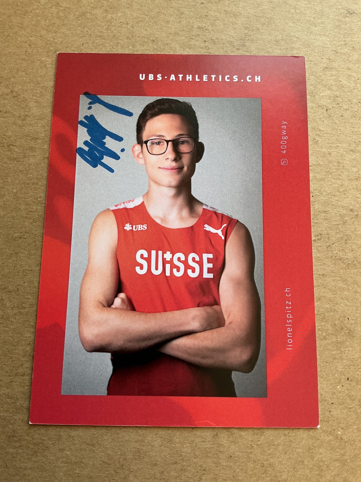 Lionel Spitz, Switzerland 🇨🇭 Athletics Summer Olympics 2024 hand signed - Autographs-World