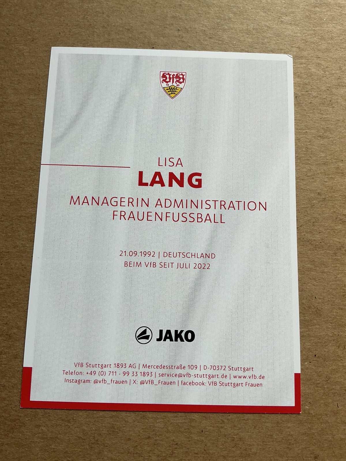 Lisa Lang, Germany 🇩🇪 VfB Stuttgart 2024/25 hand signed - Autographs-World
