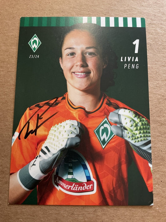 Livia Peng, Switzerland 🇨🇭 SV Werder Bremen 2023/24 hand signed - Autographs-World