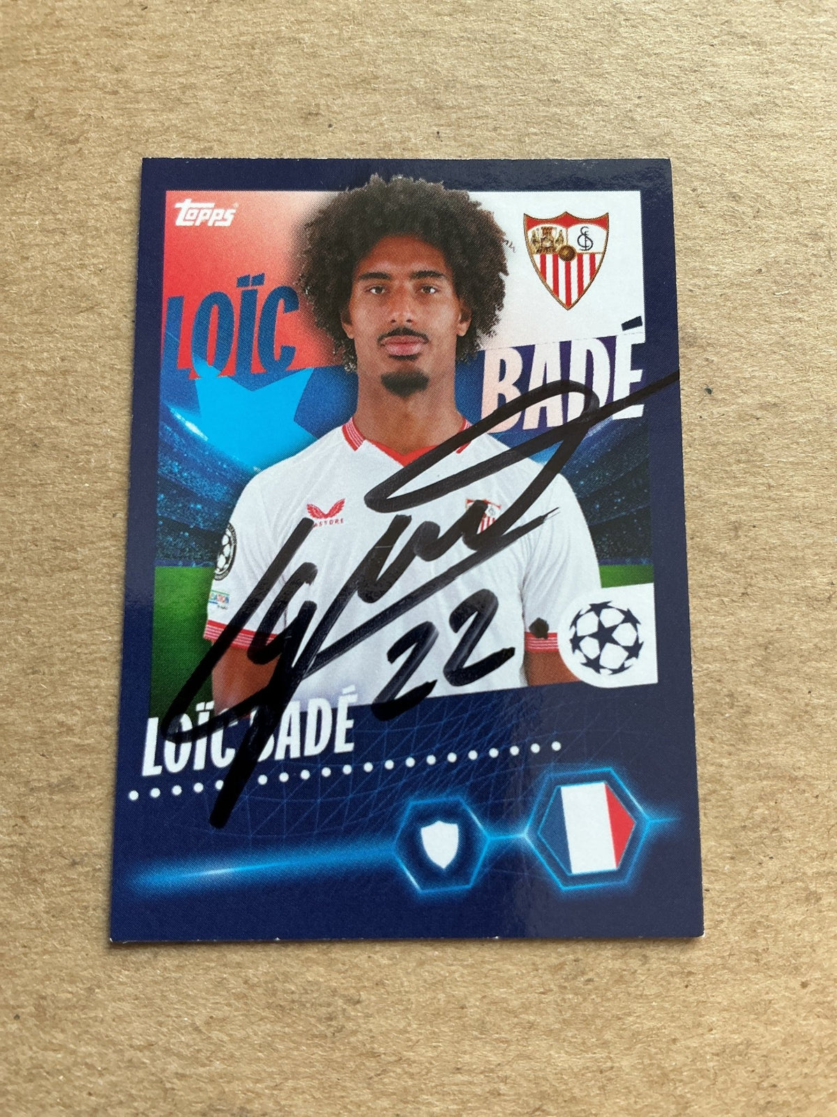 Loic Bade, France 🇫🇷 Sevilla FC 2023/24 Topps hand signed - Autographs-World