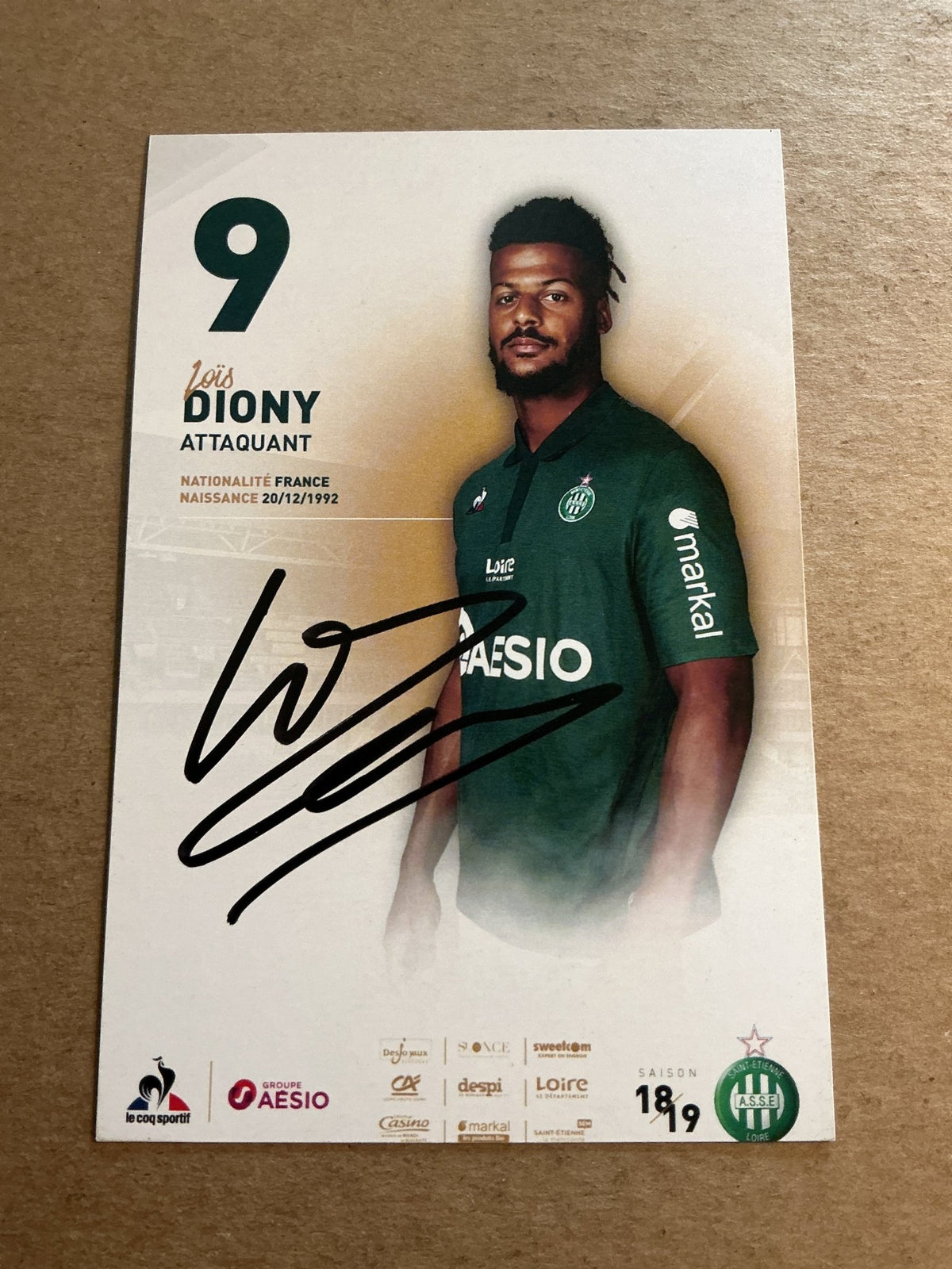 Lois Diony, France 🇫🇷 AS Saint-Etienne 2018/19 hand signed - Autographs-World