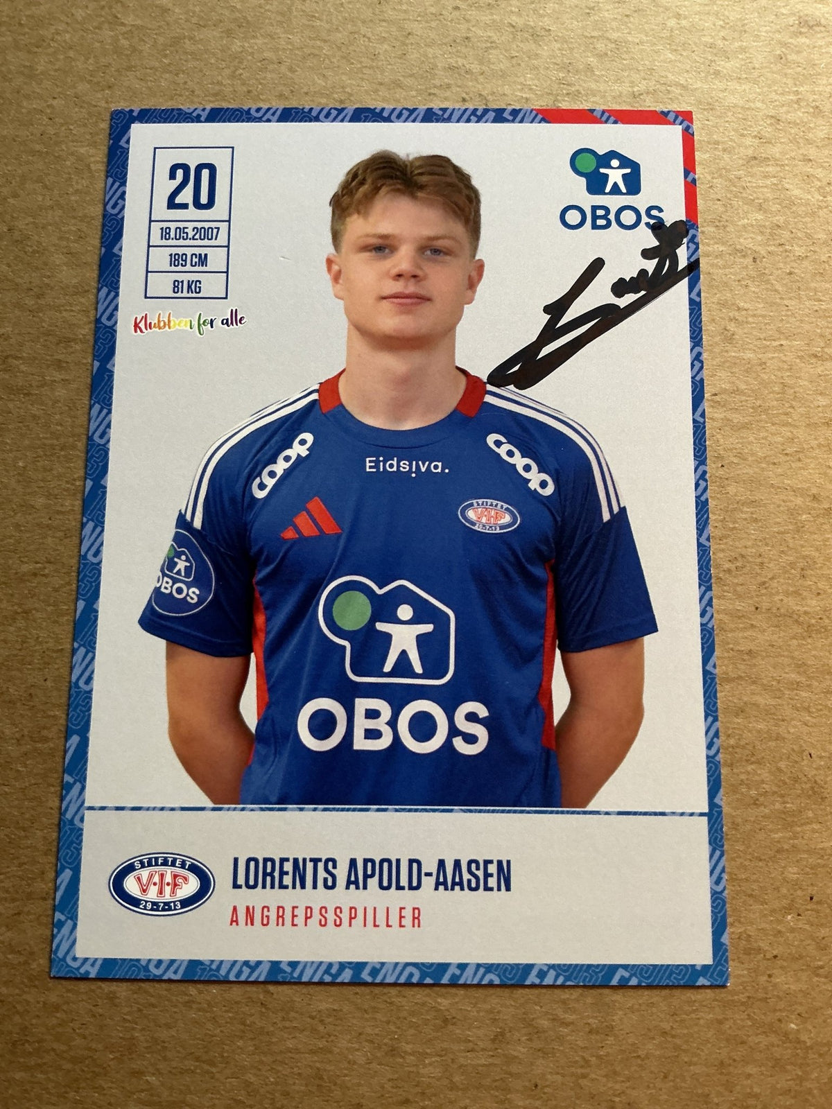Lorents Apold-Aasen, Norway 🇳🇴 Vålerenga Fotball 2024/25 hand signed - Autographs-World