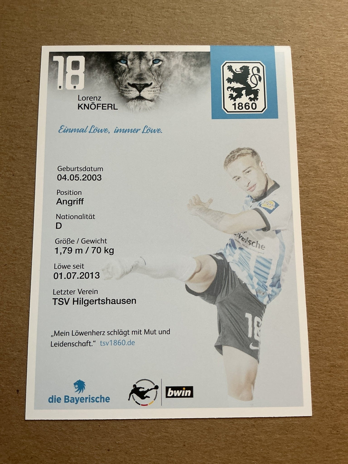 Lorenz Knöferl, Germany 🇩🇪 TSV 1860 München 2021/22 hand signed - Autographs-World