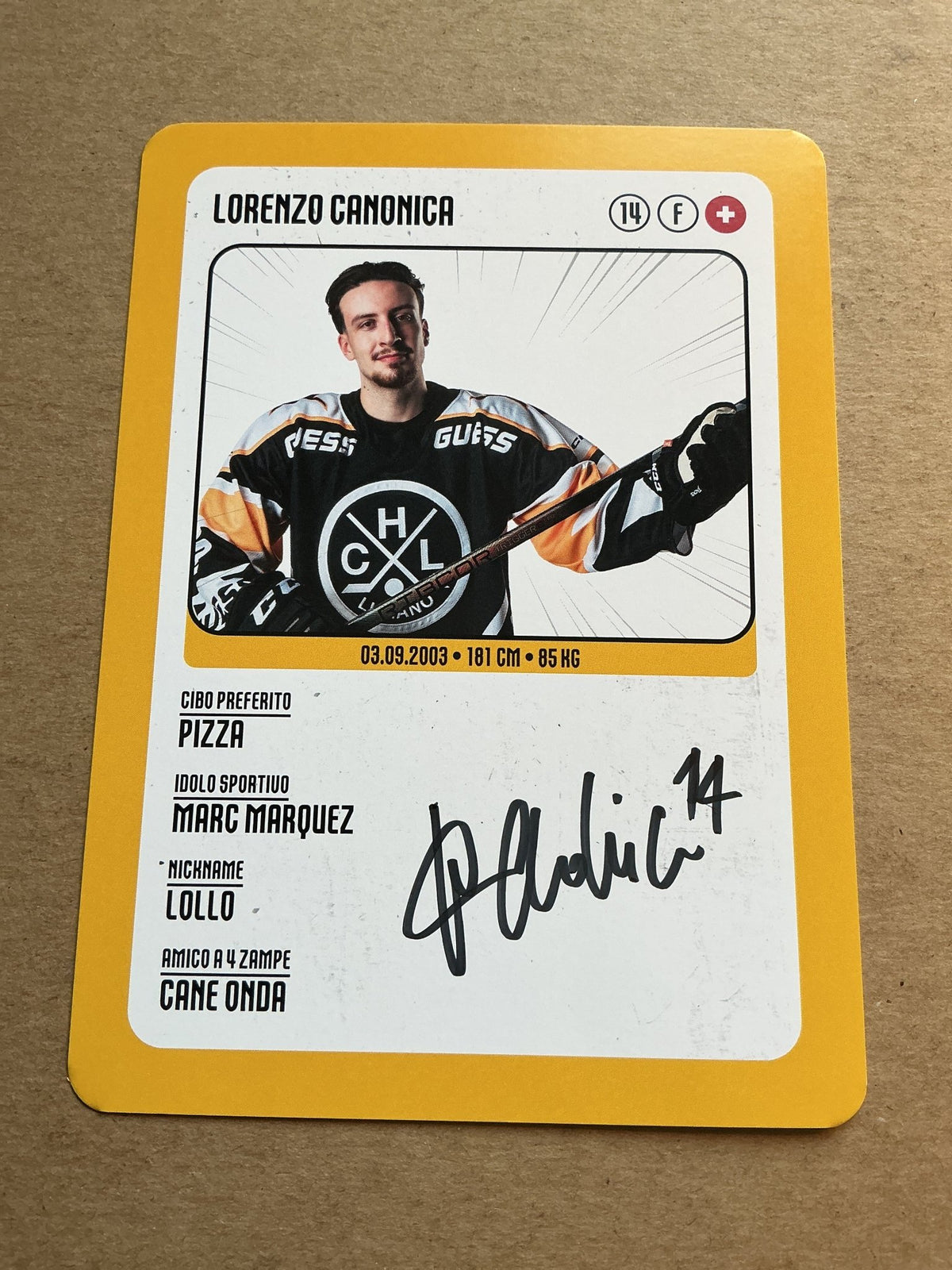 Lorenzo Canonica, Switzerland 🇨🇭 HC Lugano 2025/26 hand signed - Autographs-World
