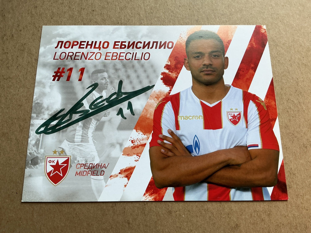 Lorenzo Ebecilio, Netherlands 🇳🇱 Red Star Belgrade 2019/20 hand signed - Autographs-World