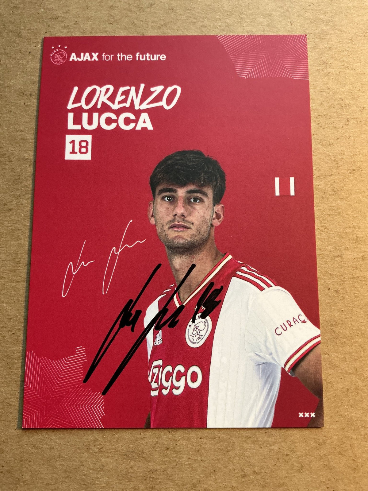 Lorenzo Lucca, Italy 🇮🇹 Ajax Amsterdam 2022/23 hand signed - Autographs-World