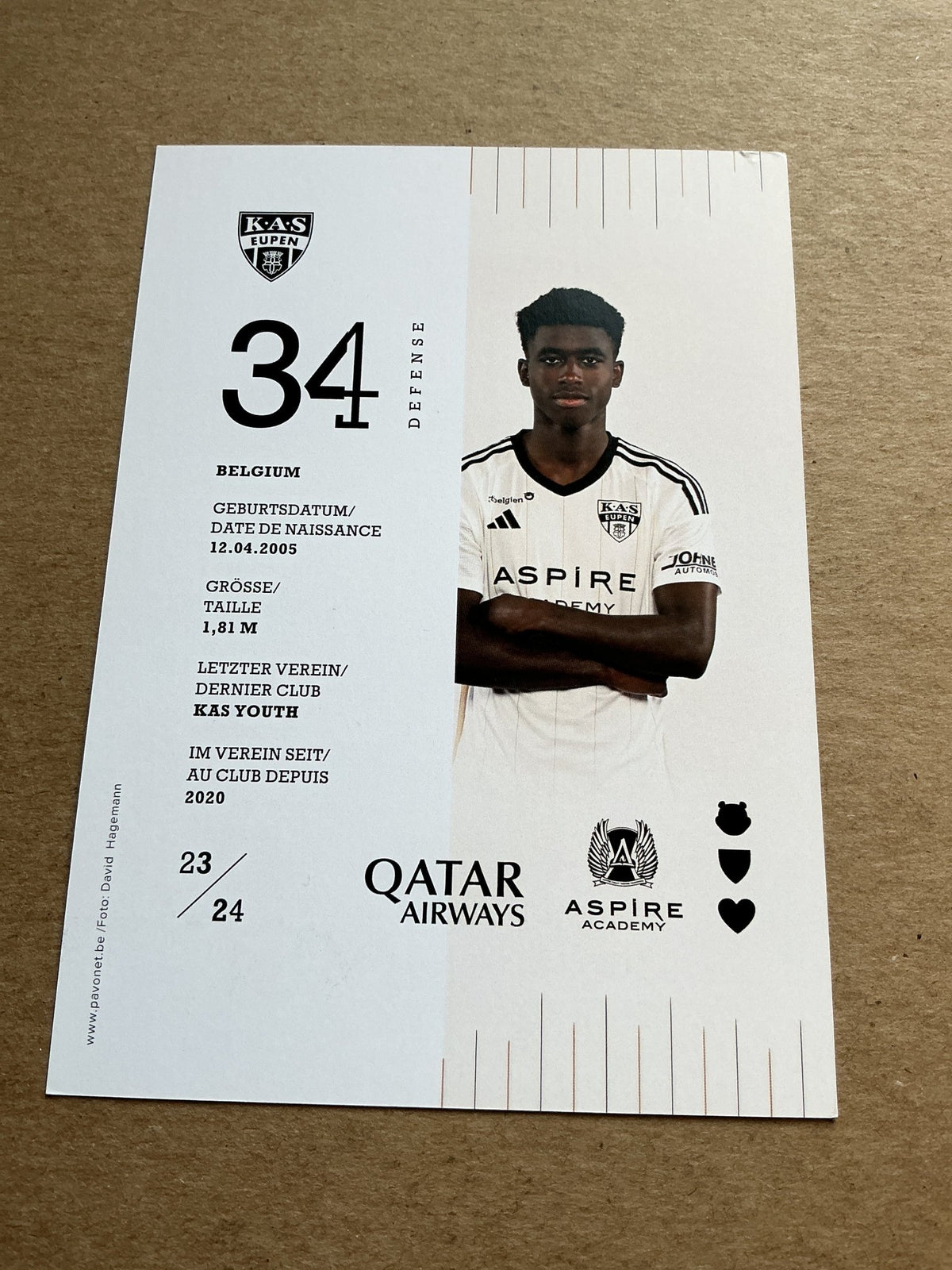 Lorenzo Youndje, Belgium 🇧🇪 KAS Eupen 2023/24 hand signed - Autographs-World