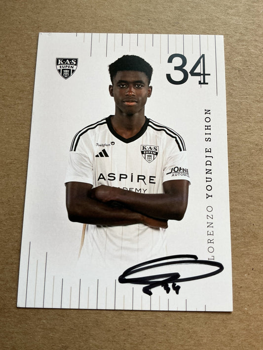 Lorenzo Youndje, Belgium 🇧🇪 KAS Eupen 2023/24 hand signed - Autographs-World