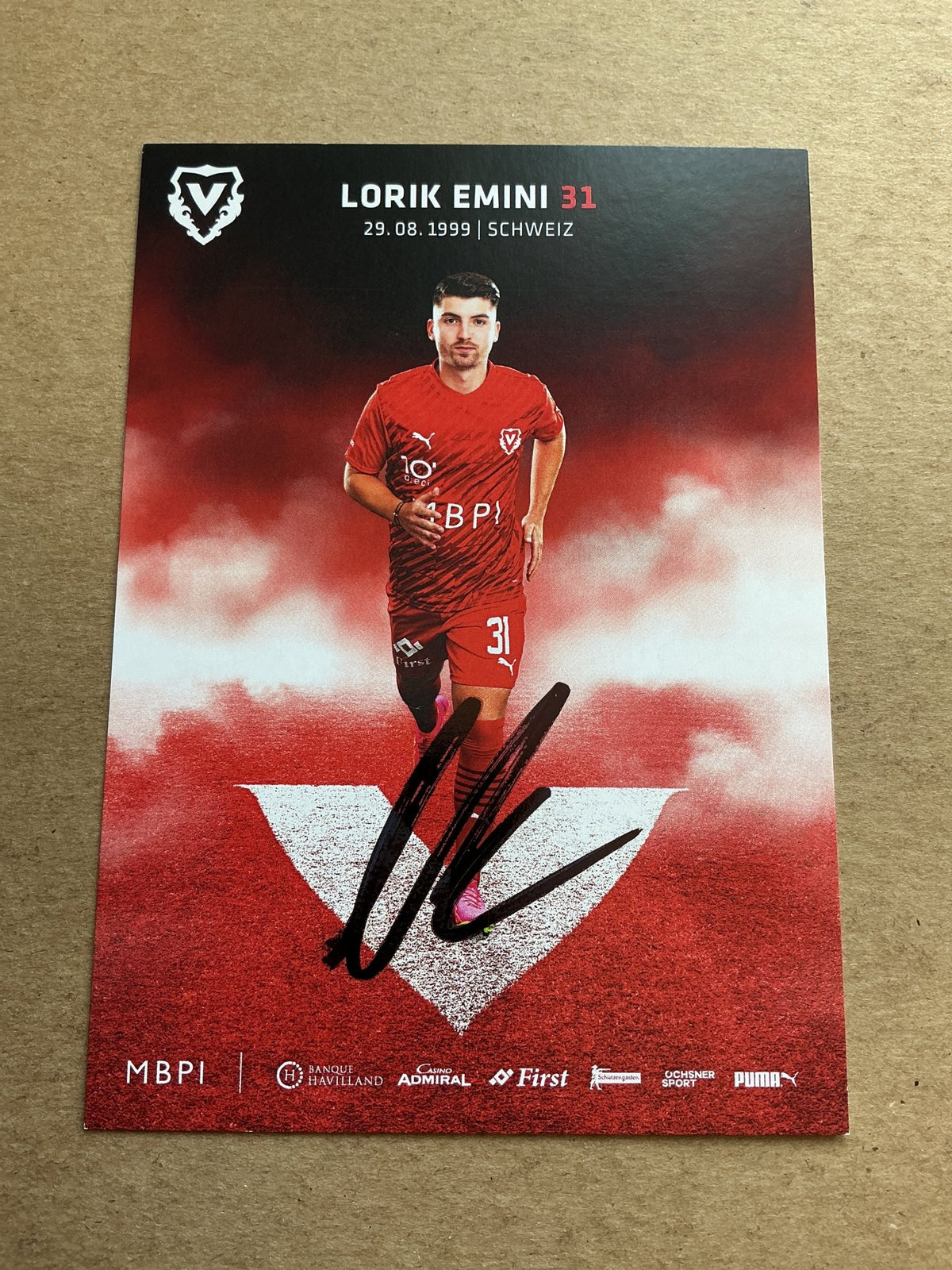 Lorik Emini, Switzerland 🇨🇭 FC Vaduz 2023/24 hand signed - Autographs-World