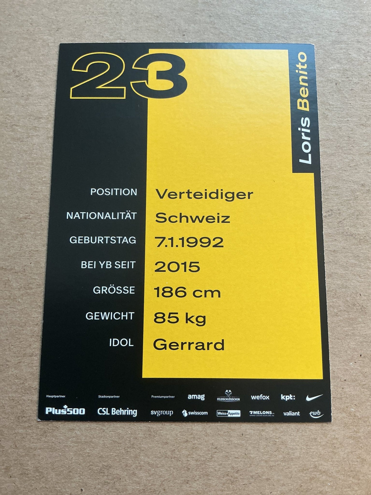 Loris Benito, Switzerland 🇨🇭 BSC Young Boys Bern 2022/23 hand signed - Autographs-World