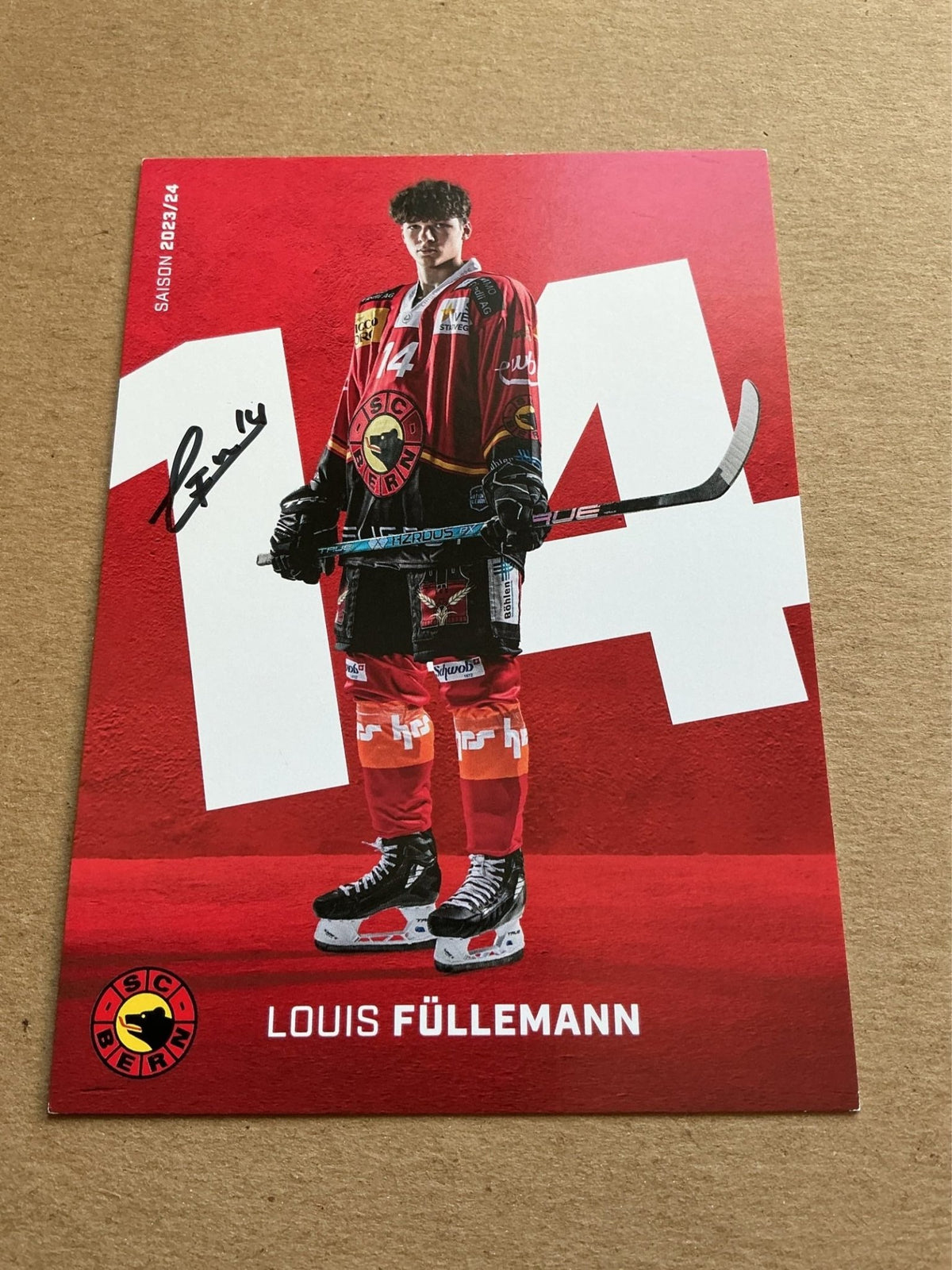 Louis Füllemann, Switzerland 🇨🇭 SC Bern 2023/24 hand signed - Autographs-World