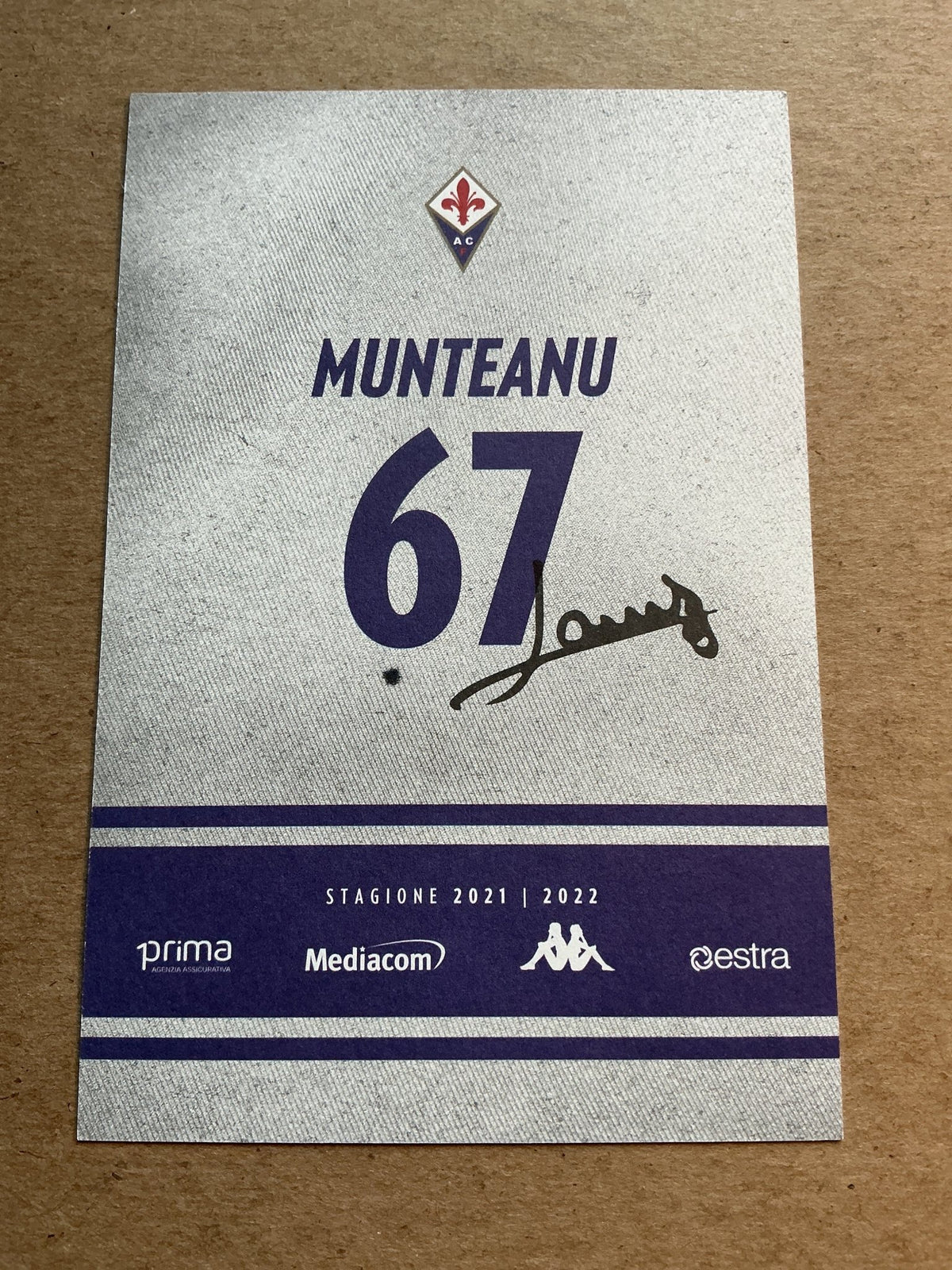 Louis Munteanu, Romania 🇷🇴 ACF Fiorentina 2021/22 hand signed - Autographs-World