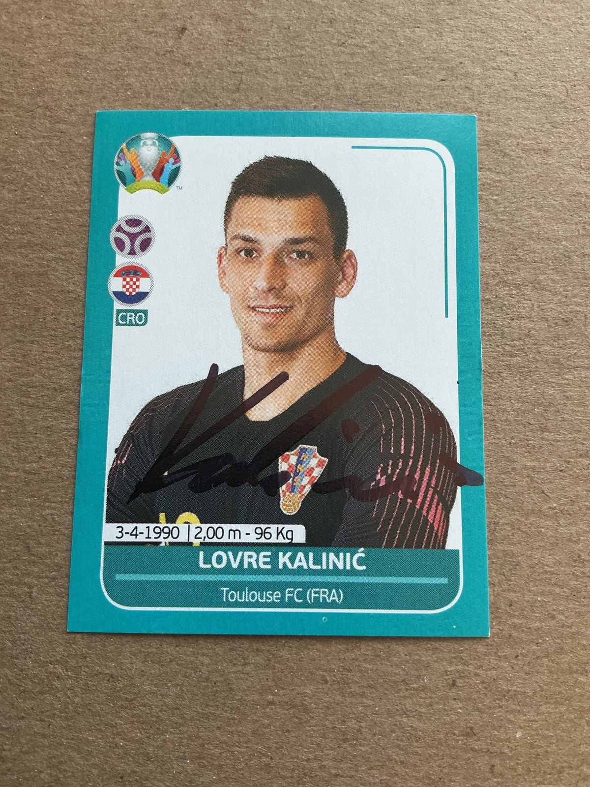Lovre Kalinić, Croatia 🇭🇷 UEFA Euro 2020 Panini hand signed - Autographs-World