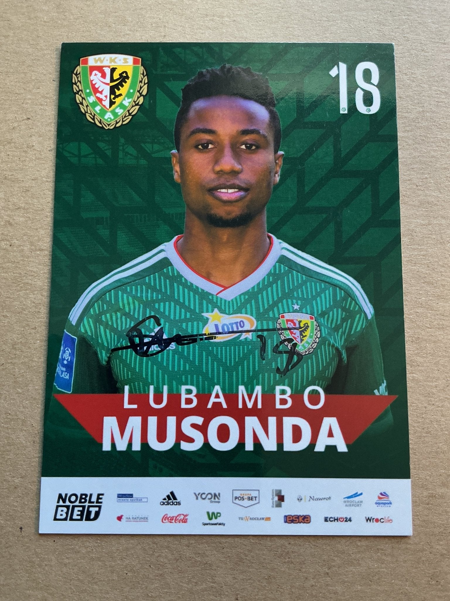 Lubambo Musonda, Zambia 🇿🇲 Śląsk Wrocław 2019/20 hand signed - Autographs-World