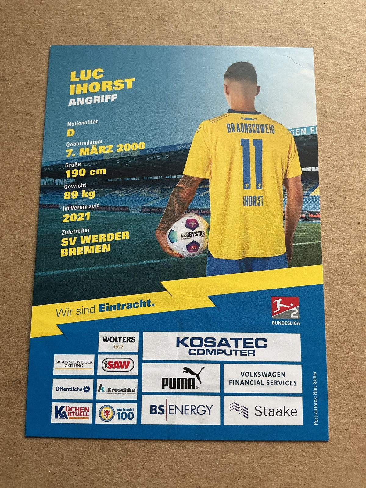 Luc Ihorst, Germany 🇩🇪 Eintracht Braunschweig 2023/24 hand signed - Autographs-World