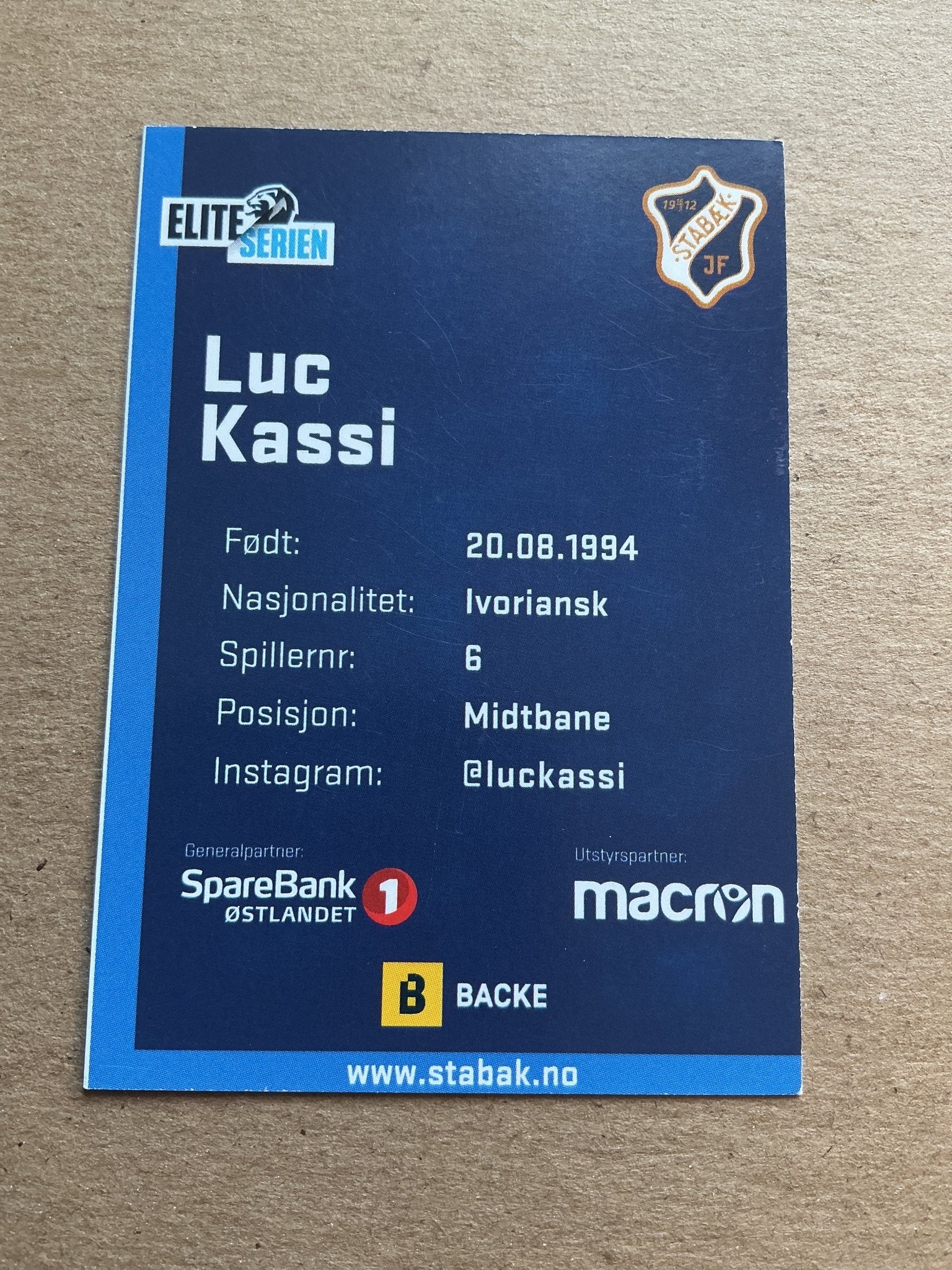 Luc Kassi, Ivory Coast 🇨🇮 Stabæk IF 2019/20 hand signed - Autographs-World