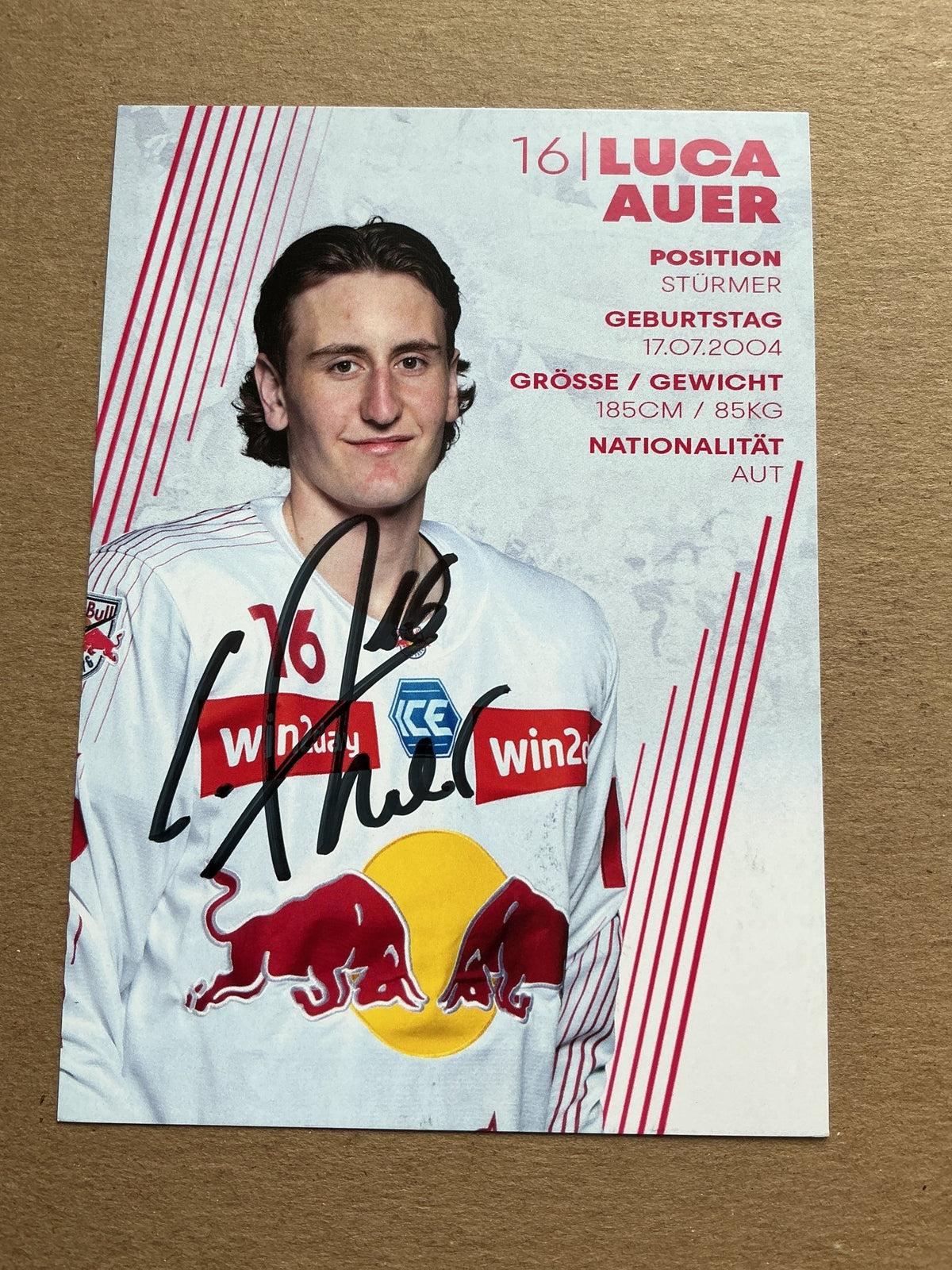 Luca Auer, Austria 🇦🇹 EC Red Bull Salzburg 2023/24 hand signed - Autographs-World