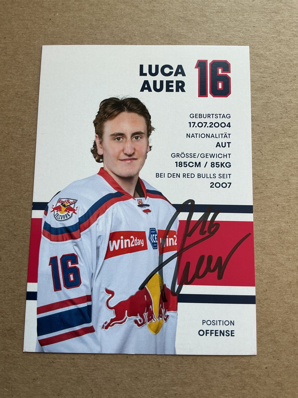 Luca Auer, Austria 🇦🇹 EC Red Bull Salzburg 2024/25 hand signed - Autographs-World