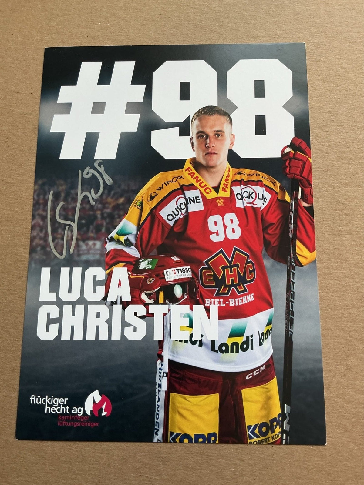 Luca Christen, Switzerland 🇨🇭 EHC Biel-Bienne 2023/24 hand signed - Autographs-World