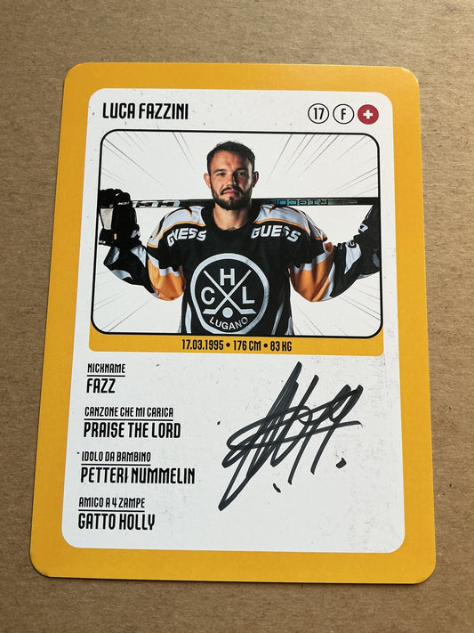 Luca Fazzini, Switzerland 🇨🇭 HC Lugano 2025/26 hand signed - Autographs-World