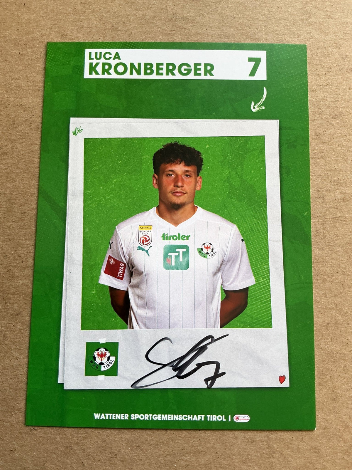 Luca Kronberger, Austria 🇦🇹 WSG Tirol 2023/24 hand signed - Autographs-World