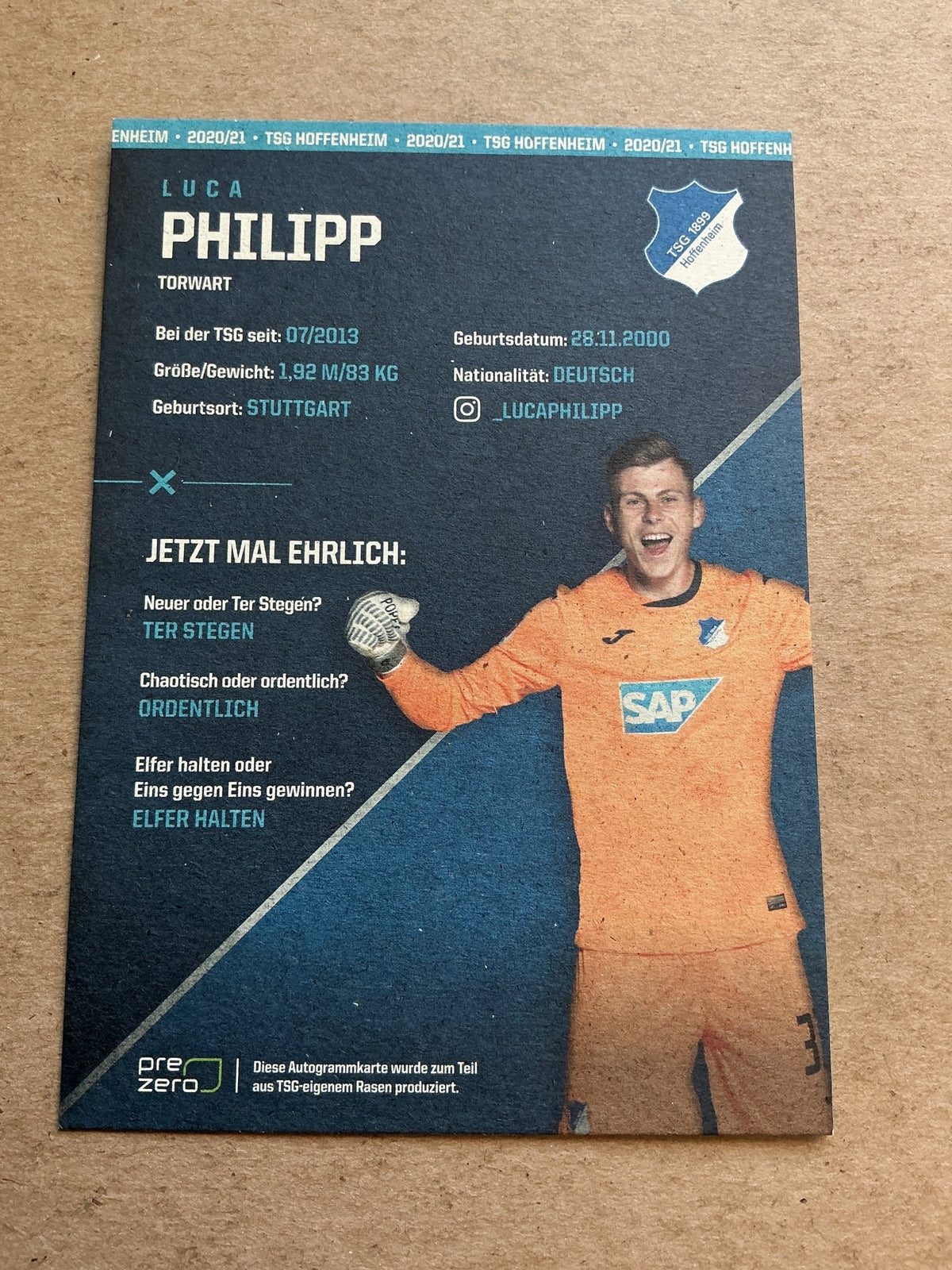 Luca Philipp, Germany 🇩🇪 TSG 1899 Hoffenheim 2020/21 hand signed - Autographs-World