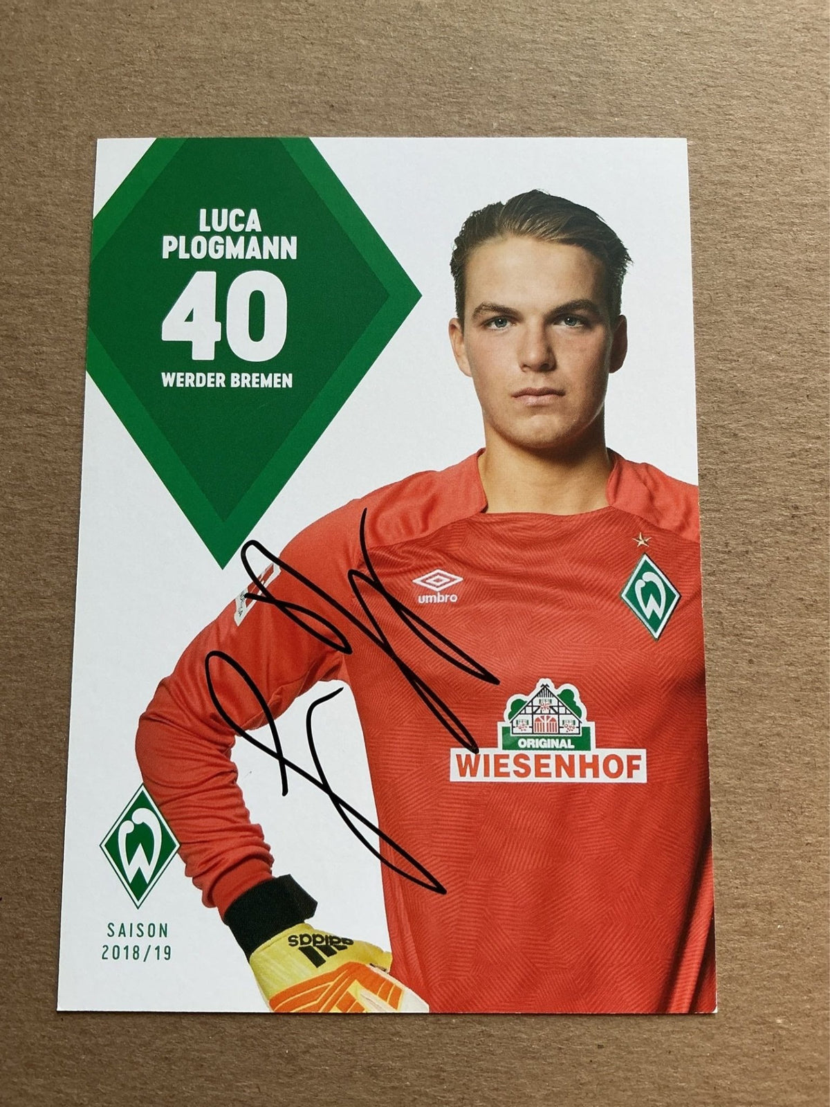 Luca Plogmann, Germany 🇩🇪 SV Werder Bremen 2018/19 hand signed - Autographs-World