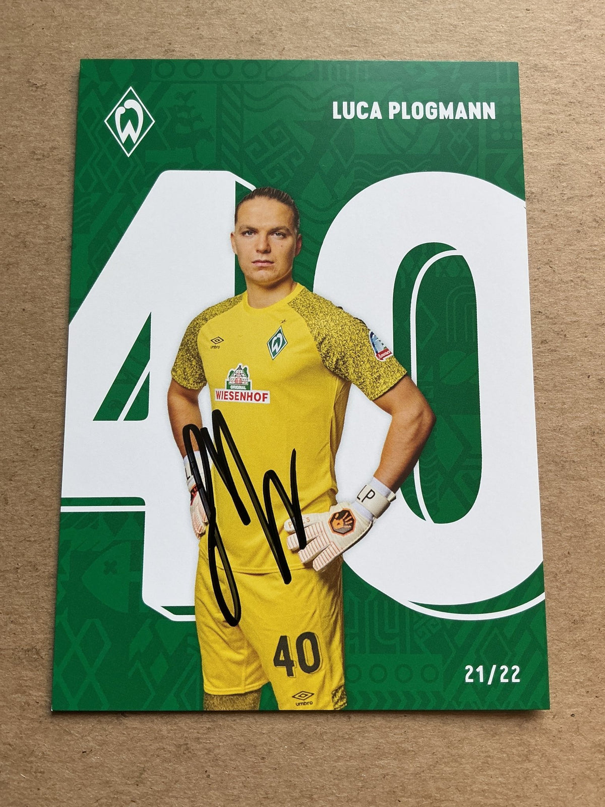Luca Plogmann, Germany 🇩🇪 SV Werder Bremen 2021/22 hand signed - Autographs-World