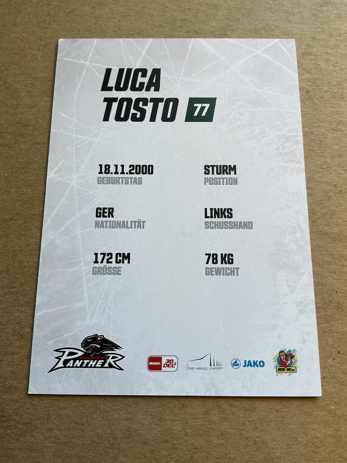 Luca Tosto, Germany 🇩🇪 Augsburg Panther 2023/24 hand signed - Autographs-World