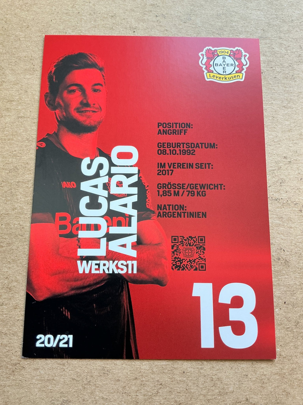 Lucas Alario, Argentina 🇦🇷 Bayer 04 Leverkusen 2020/21 hand signed - Autographs-World