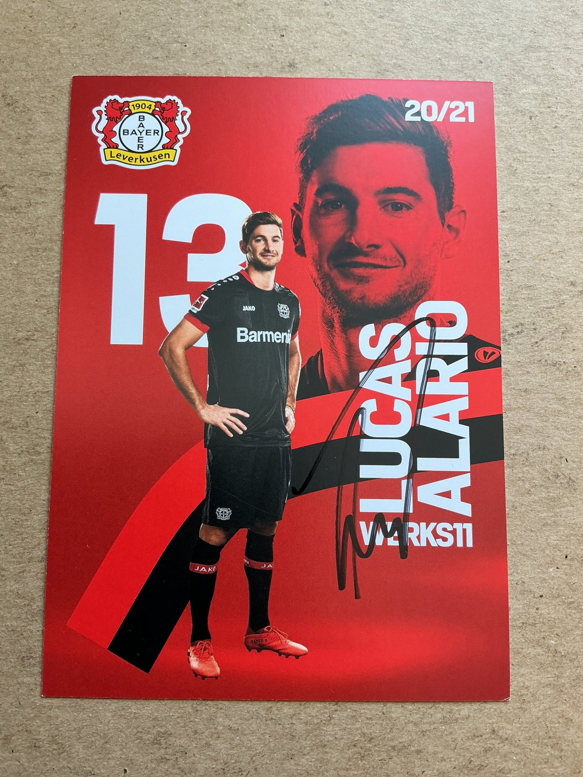 Lucas Alario, Argentina 🇦🇷 Bayer 04 Leverkusen 2020/21 hand signed - Autographs-World