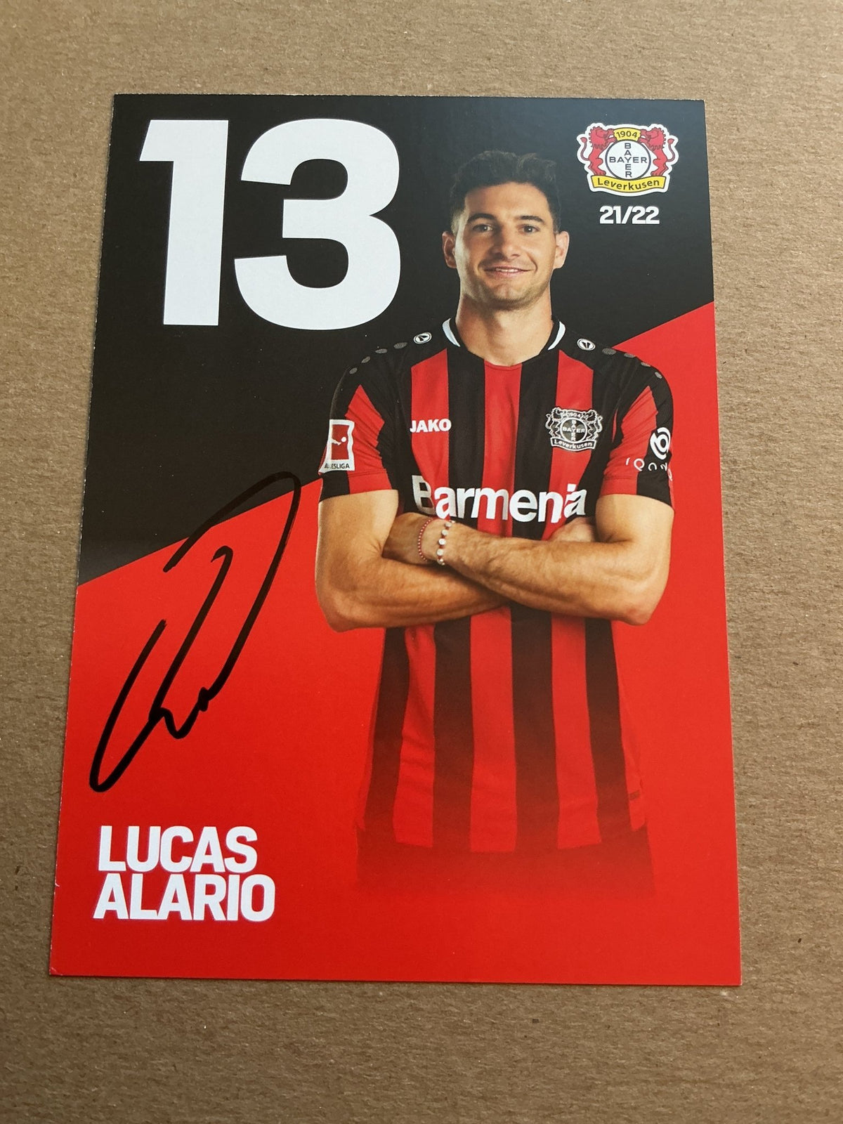 Lucas Alario, Argentina 🇦🇷 Bayer 04 Leverkusen 2021/22 hand signed - Autographs-World