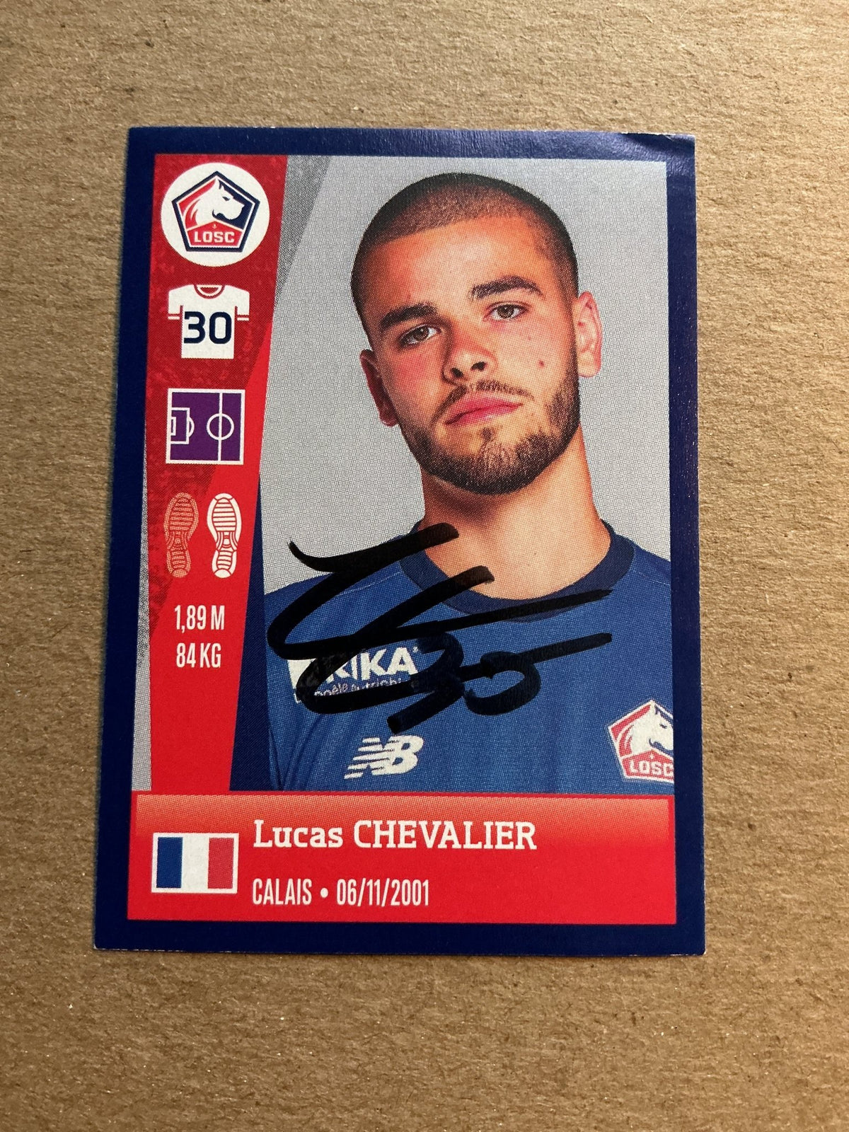 Lucas Chevalier, France 🇫🇷 Lille OSC 2023 Panini hand signed - Autographs-World