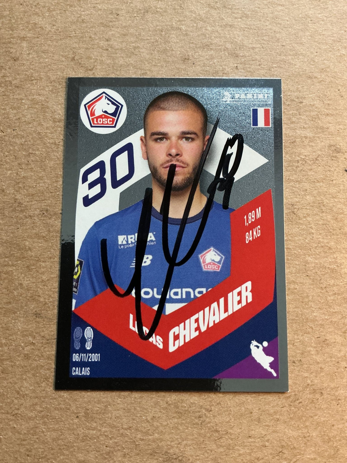 Lucas Chevalier, France 🇫🇷 Lille OSC 2024 Panini hand signed - Autographs-World