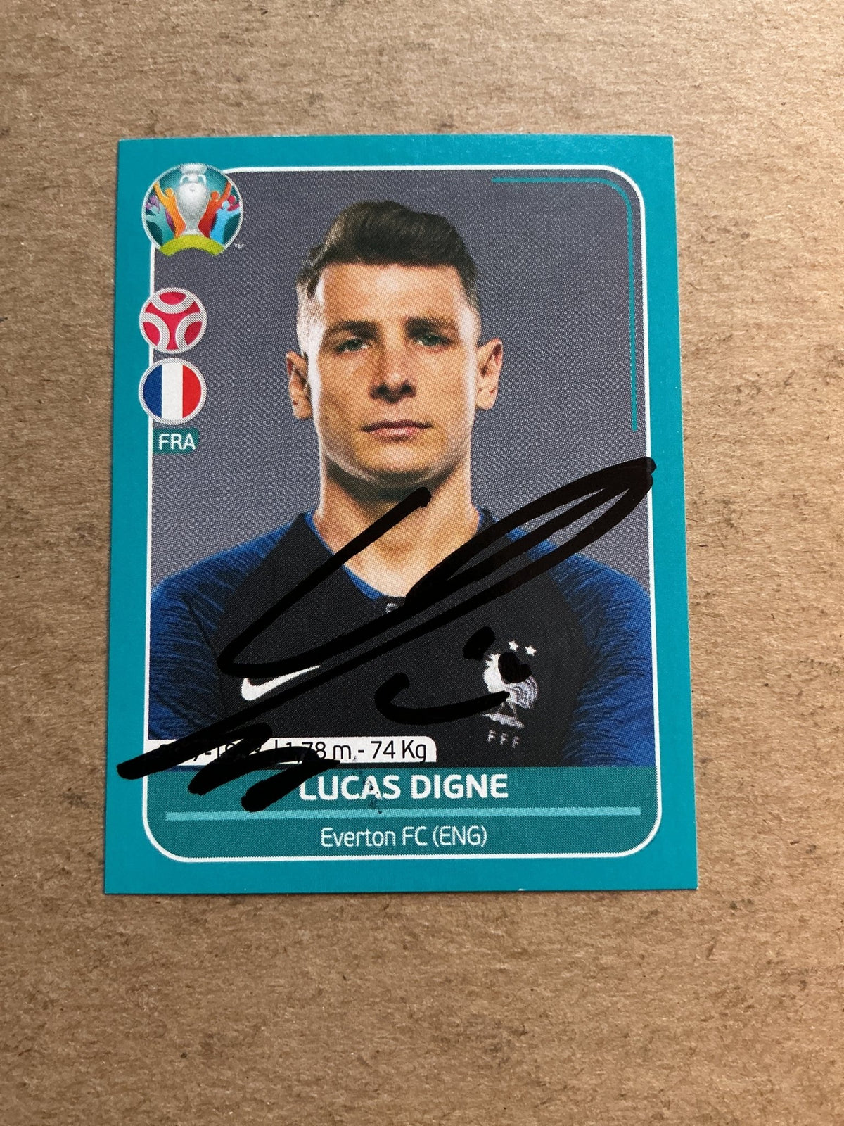 Lucas Digne, France 🇫🇷 UEFA Euro 2020 Panini hand signed - Autographs-World