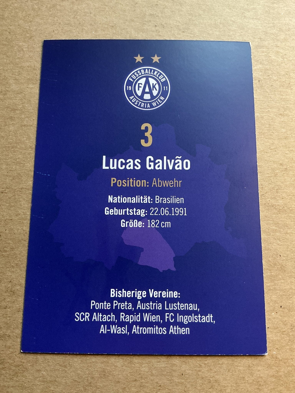 Lucas Galvao, Brazil 🇧🇷 Austria Wien 2024/25 hand signed - Autographs-World