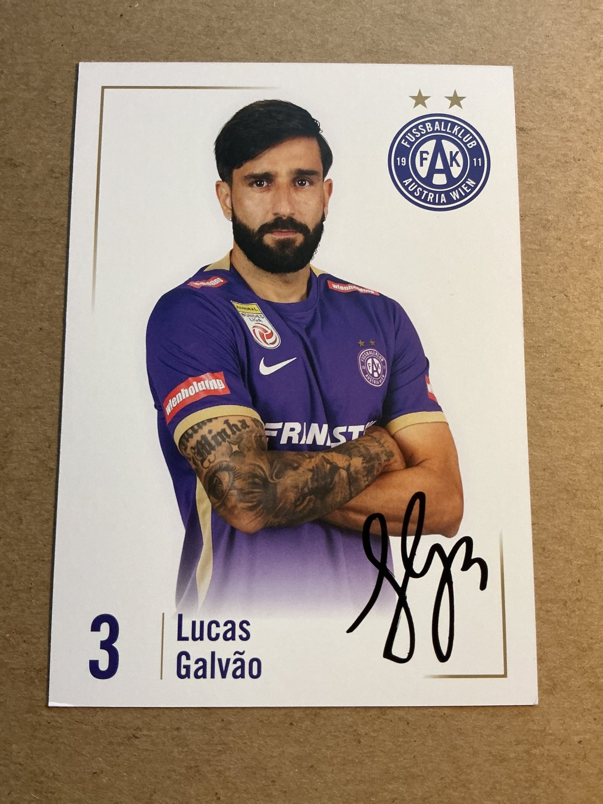 Lucas Galvão, Brazil 🇧🇷 FK Austria Wien 2023/24 hand signed - Autographs-World